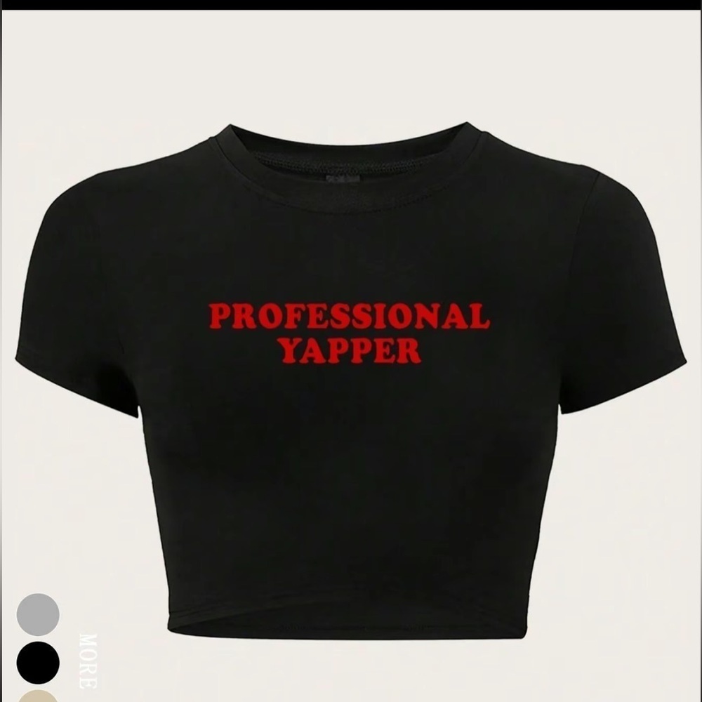 Black 'Professional Yapper' Cropped T-Shirt - Picture 1 of 6